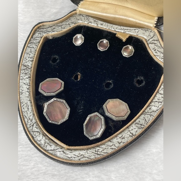 Antique Krementz men’s cufflink and buttons platinum and gold - Picture 4 of 11